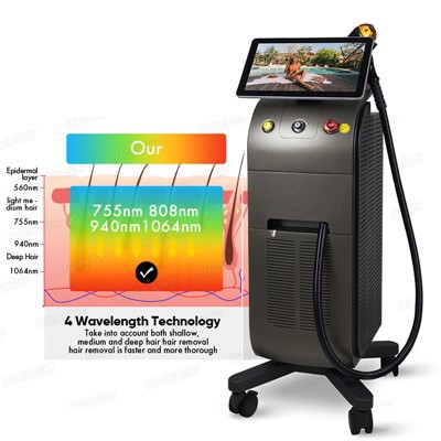 Máquina de depilación láser de diodo de 4 ondas