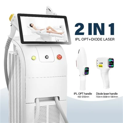 Máquina de depilación láser de diodo IPL OPT + 2 en 1